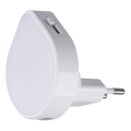 LED Dimmelhető irányfény alkonykapcsolóval konnektorba ULOV LED/0,5W/230V fehér