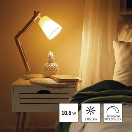 LED dimmelhető izzó A60 E27/10,5W/230V 2700K