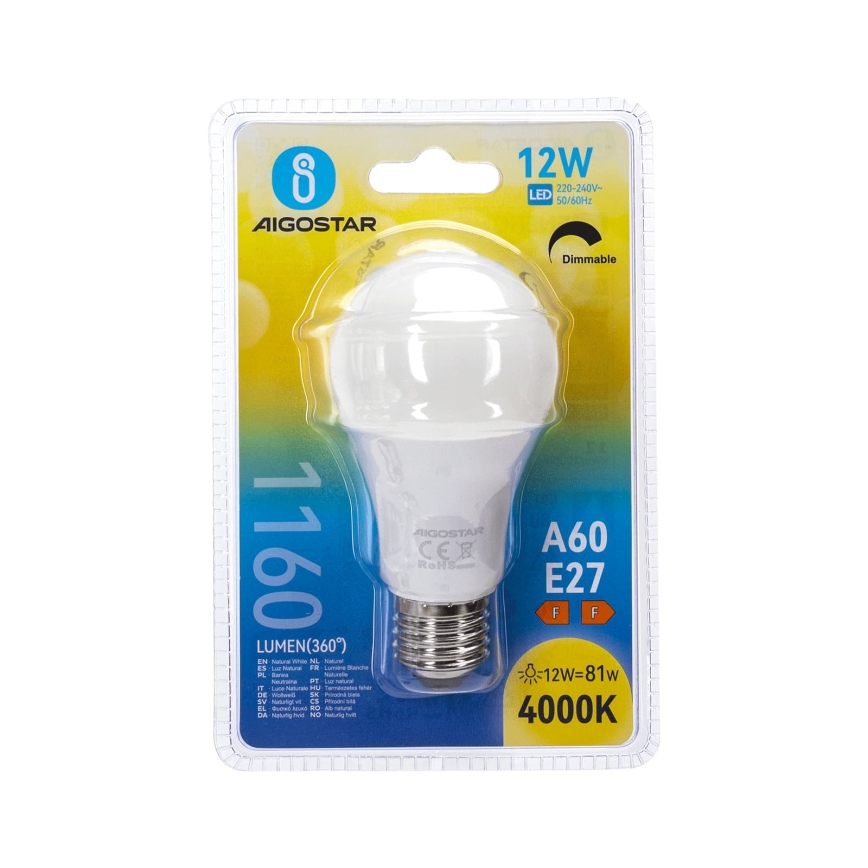 LED dimmelhető izzó A60 E27/12W/230V 4000K - Aigostar