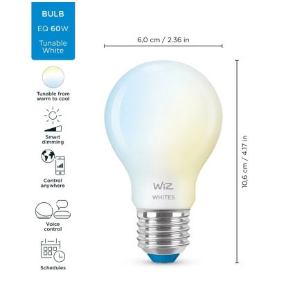LED Dimmelhető izzó A60 E27/7W/230V 2700-6500K CRI 90 Wi-Fi - WiZ