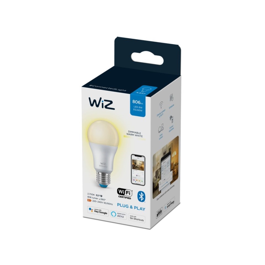 LED Dimmelhető izzó A60 E27/8W/230V 2700K CRI 90 Wi-Fi - WiZ