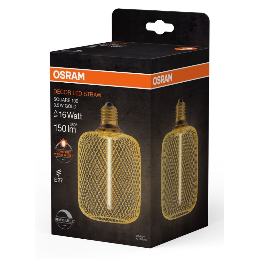 LED Dimmelhető izzó DECOR FILAMENT E27/3,5W/230V 1800K arany - Osram