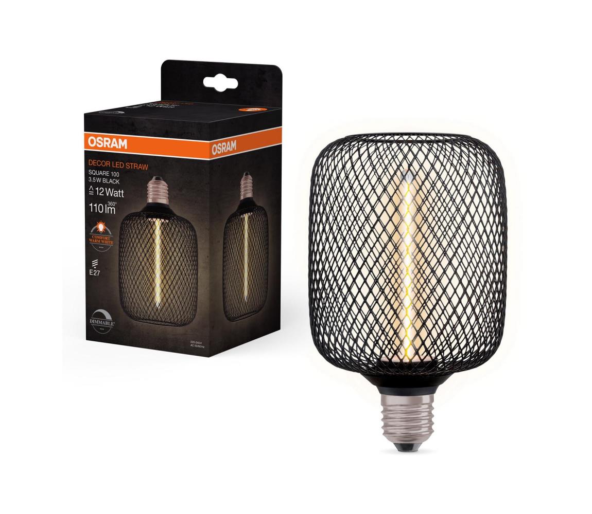 LED Dimmelhető izzó DECOR FILAMENT E27/3,5W/230V 1800K fekete
