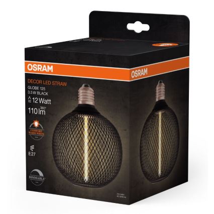 LED Dimmelhető izzó DECOR  FILAMENT G125 E27/3,5W/230V 1800K fekete - Osram