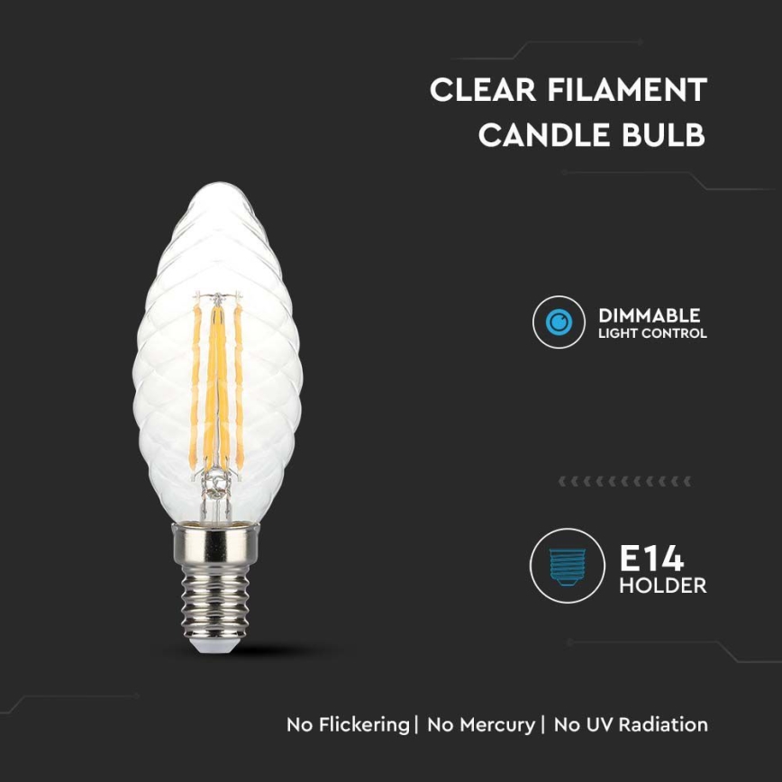 LED Dimmelhető izzó FILAMENT E14/4W/230V 3000K