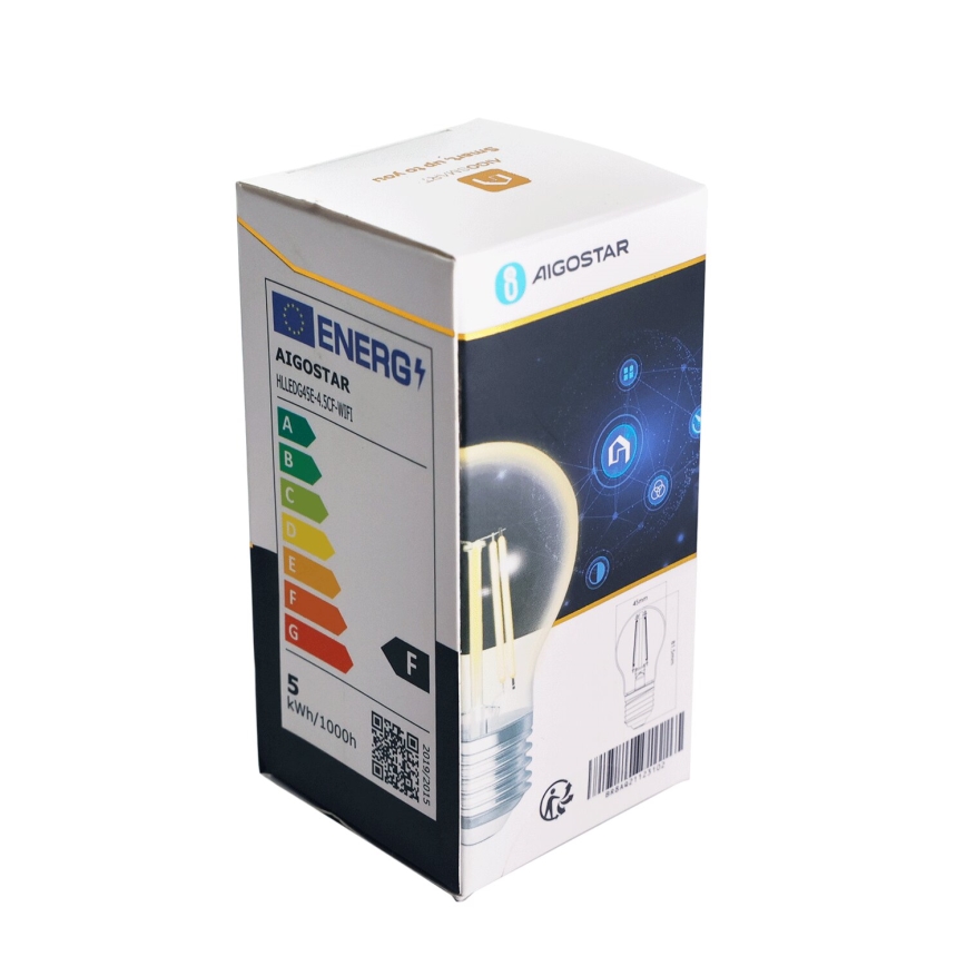 LED Dimmelhető izzó FILAMENT G45 E27/4,5W/230V 2700-6500K Wi-Fi - Aigostar