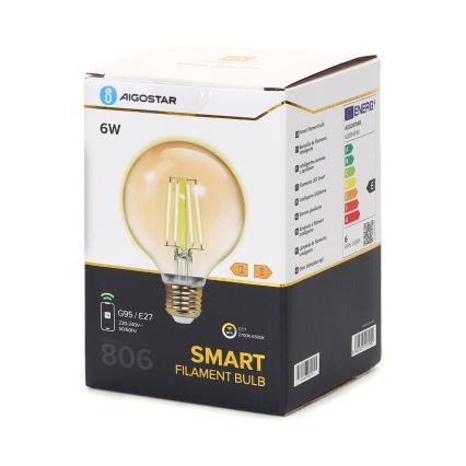 LED Dimmelhető izzó FILAMENT G95 E27/6W/230V 2700-6500K Wi-Fi - Aigostar