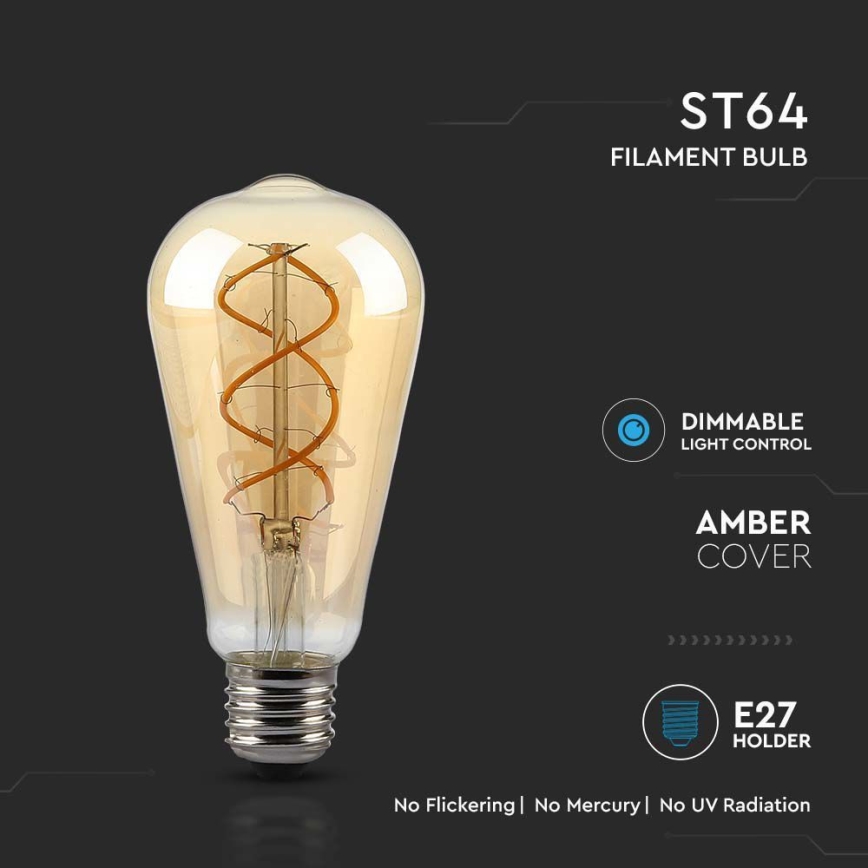 LED Dimmelhető izzó FILAMENT ST64 E27/4,8W/230V 1800K