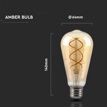 LED Dimmelhető izzó FILAMENT ST64 E27/4,8W/230V 1800K