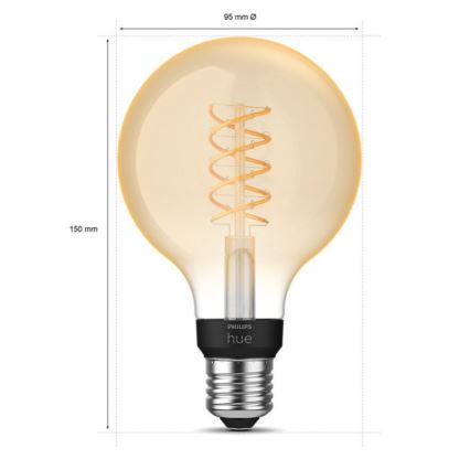 LED Dimmelhető izzó Philips Hue WHITE FILAMENT G93 E27/7,2W/230V 2100K