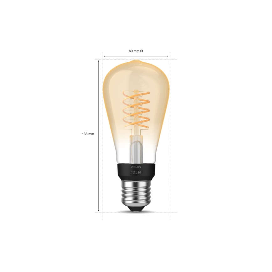LED Dimmelhető izzó Philips Hue WHITE FILAMENT ST64 E27/7W/230V 2100K