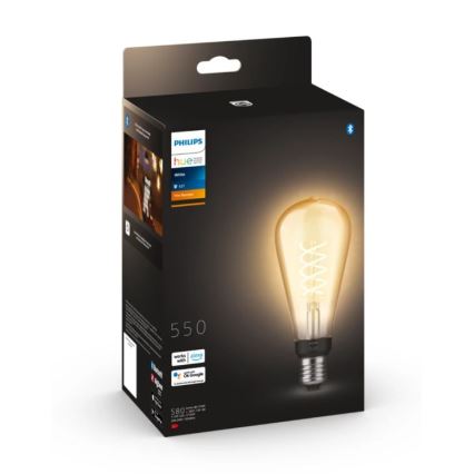 LED Dimmelhető izzó Philips Hue WHITE FILAMENT ST72 E27/7W/230V 2100K