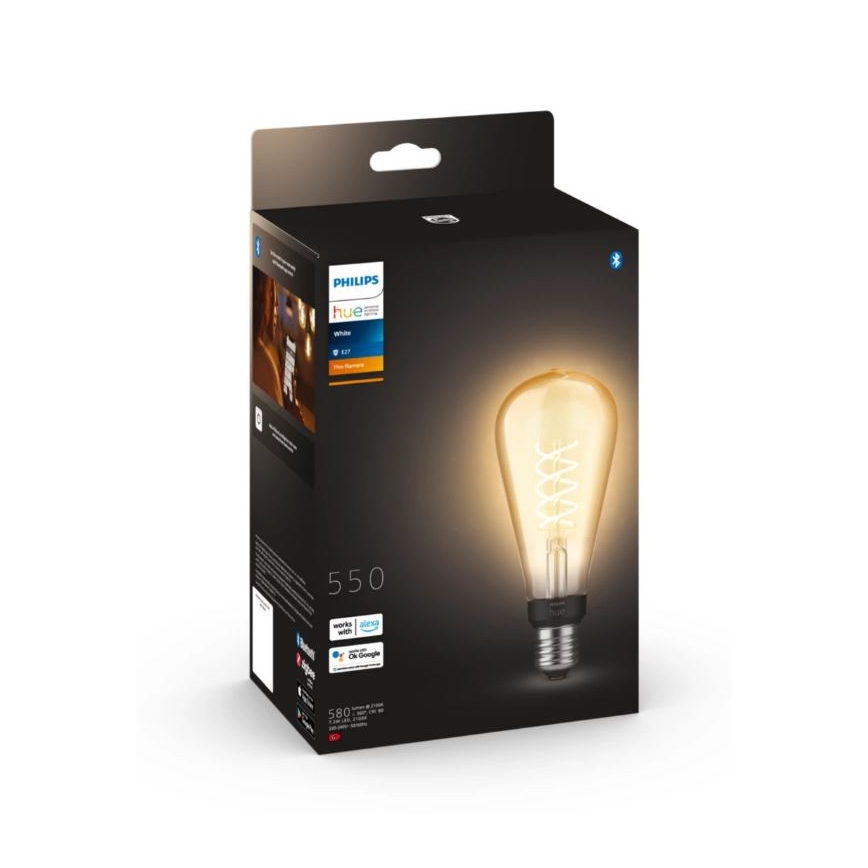 LED Dimmelhető izzó Philips Hue WHITE FILAMENT ST72 E27/7W/230V 2100K