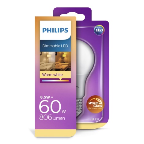 LED Dimmelhető Izzó Philips Warm Glow E27/8.5W/230V 2200K–2700K 