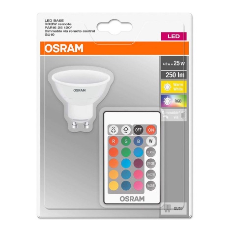 LED Dimmelhető izzó RGB GU10/4,5W/230V - Osram