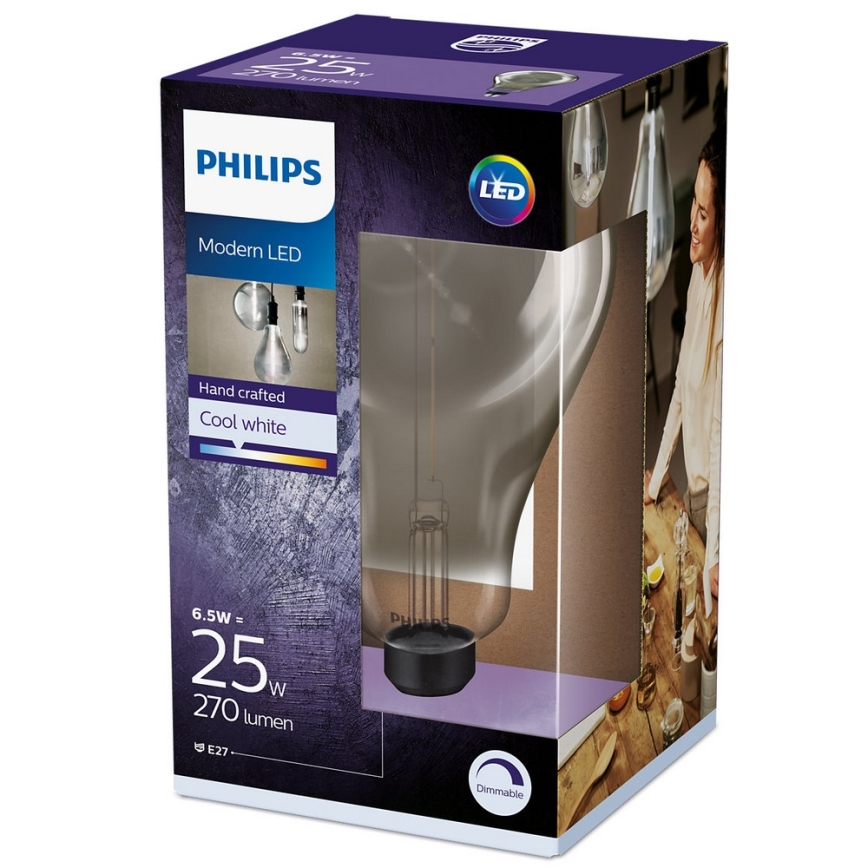 LED Dimmelhető izzó SMOKY VINTAGE Philips A160 E27/6,5W/230V 4000K