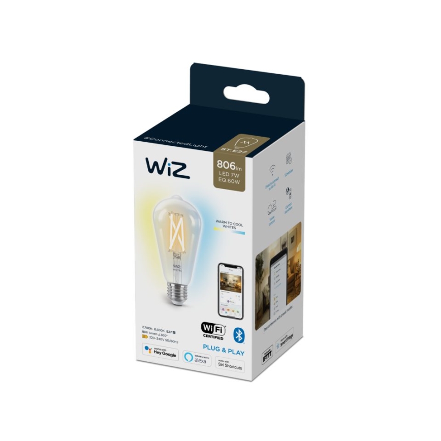 LED Dimmelhető izzó FILAMENT ST64 E27/6,7W/230V 2700-6500K CRI 90 Wi-Fi - WiZ