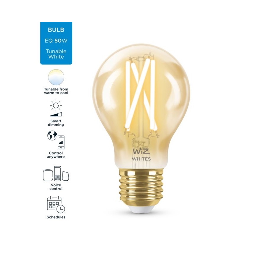 LED Dimmelhető izzó VINTAGE FILAMENT A60 E27/6,7W/230V 2000-5000K CRI 90 Wi-Fi - WiZ