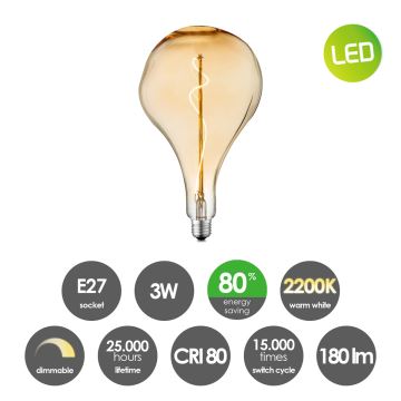 LED Dimmelhető izzó VINTAGE EDISON E27/3W/230V 2200K