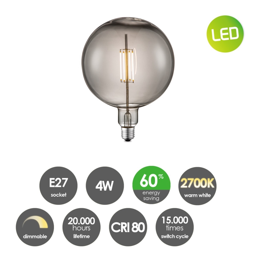 LED Dimmelhető izzó VINTAGE EDISON G180 E27/4W/230V 2700K