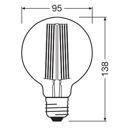 LED dimmelhető izzó VINTAGE FILAMENT E27/11W/230V 1800K - Osram