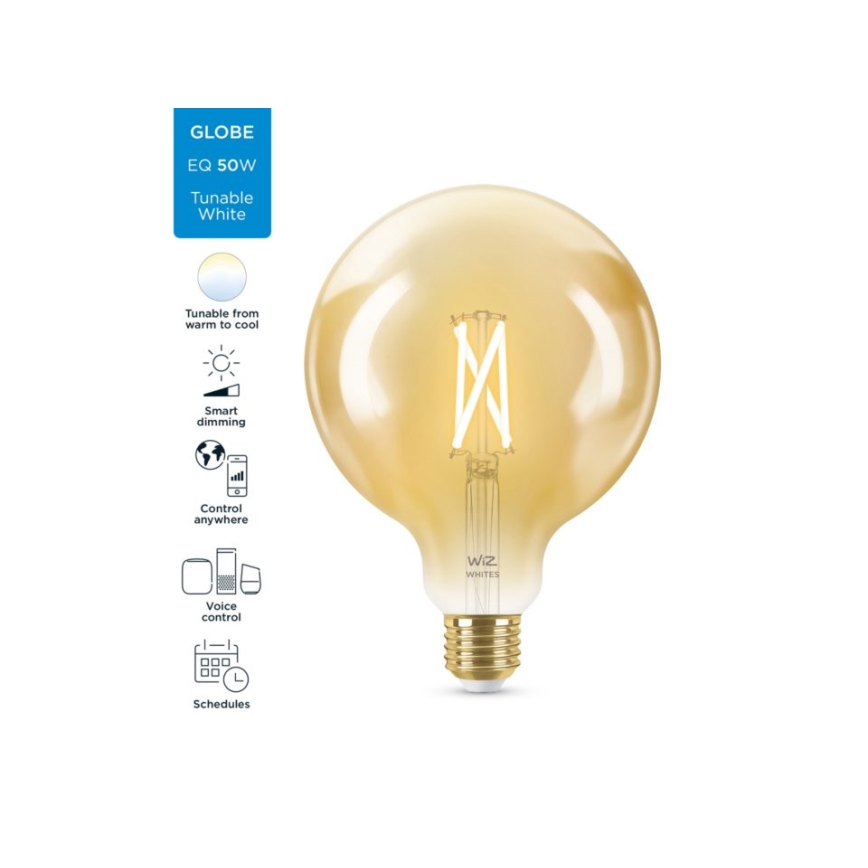LED Dimmelhető izzó VINTAGE FILAMENT G125 E27/6,7W/230V 2000-5000K CRI 90 Wi-Fi - WiZ