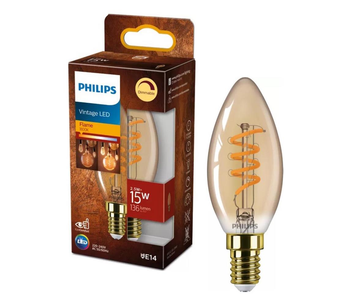 LED dimmelhető izzó VINTAGE Philips E14/2,5W/230V 1800K 8719514315976