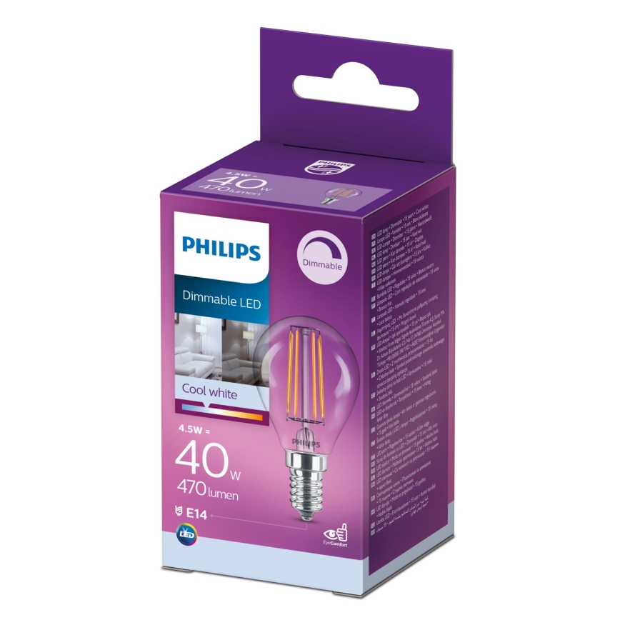 LED Dimmelhető izzó VINTAGE Philips P45 E14/4,5W/230V 4000K