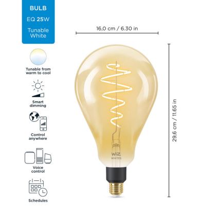 LED Dimmelhető izzó VINTAGE FILAMENT PS160 E27/6,5W/230V 2000-5000K CRI 90 Wi-Fi -WiZ
