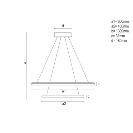 LED dimmelhető függeszték zsinóron LED/90W/230V 3000-6500K átm. 60 cm + távirányító