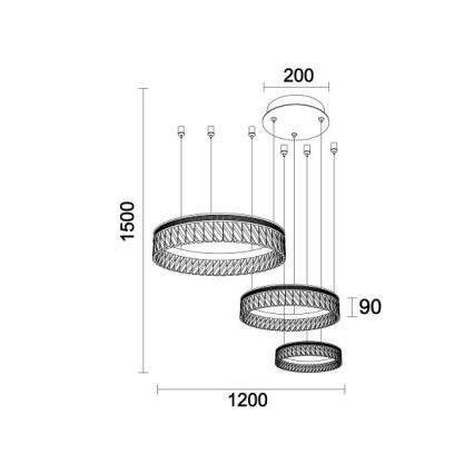 LED fényerőszabályozható kristálycsillár kábelen THALIA LED/120W/230V 3000-6000K + távirányító