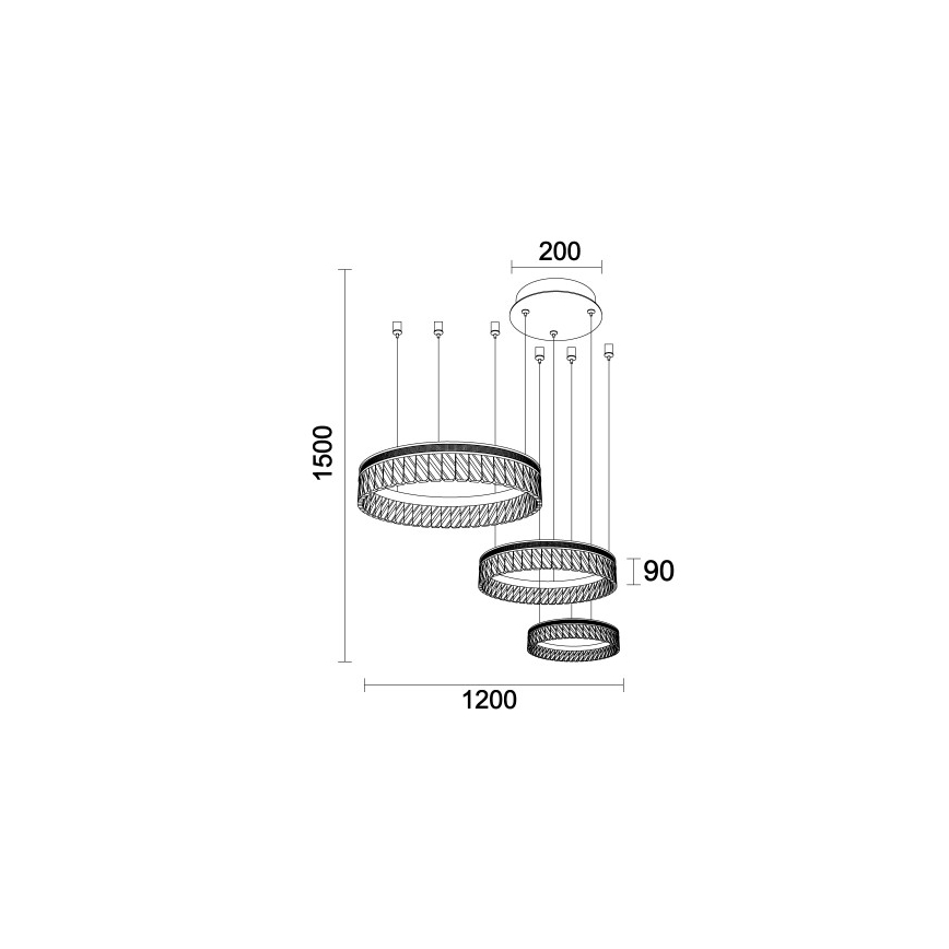 LED fényerőszabályozható kristálycsillár kábelen THALIA LED/120W/230V 3000-6000K + távirányító