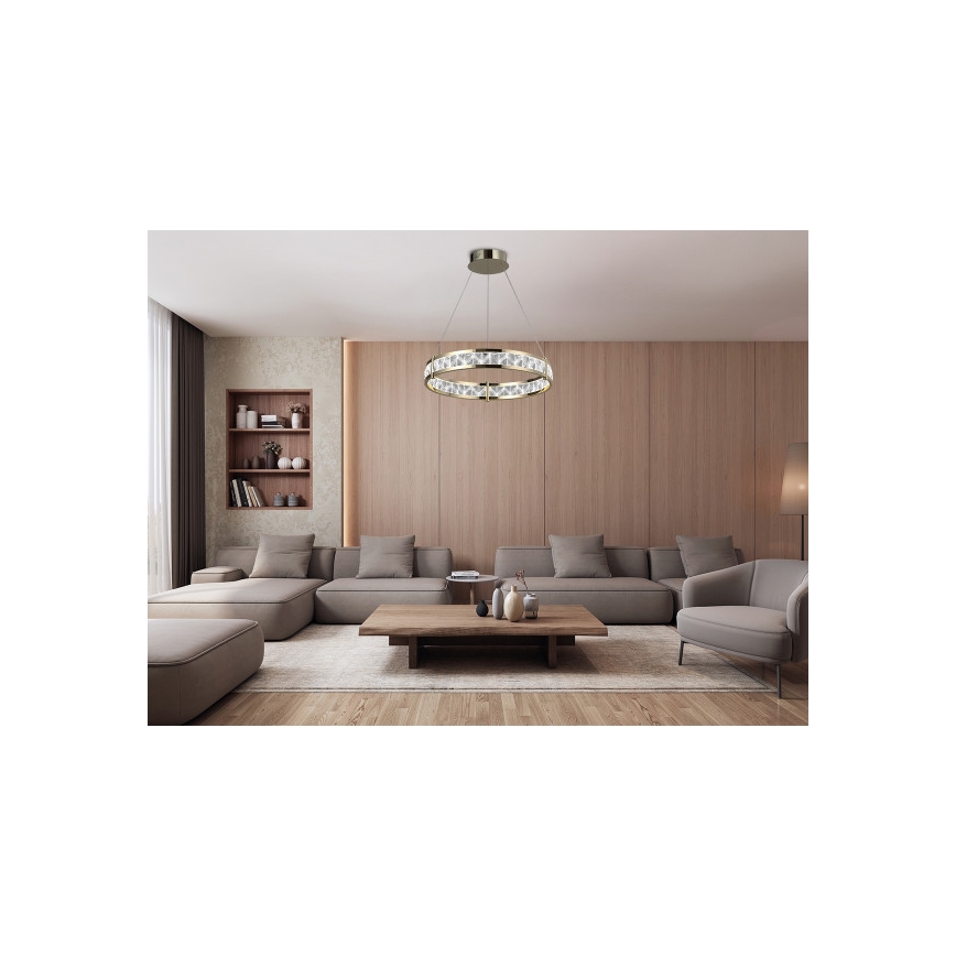 LED fényerőszabályozható kábelen függő kristálycsillár ENRIQUE LED/55W//230V 3000-6000K átm. 80 cm + távirányító