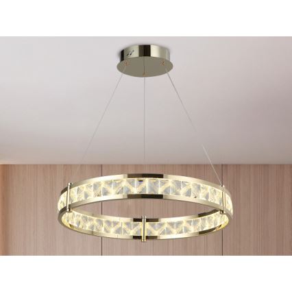 LED fényerőszabályozható kábelen függő kristálycsillár ENRIQUE LED/55W//230V 3000-6000K átm. 80 cm + távirányító
