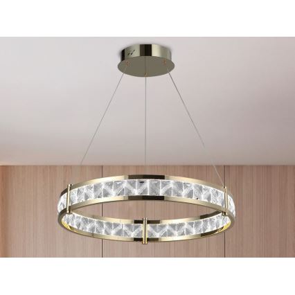 LED fényerőszabályozható kábelen függő kristálycsillár ENRIQUE LED/55W//230V 3000-6000K átm. 80 cm + távirányító