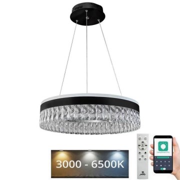 LED Dimmelhető kristály csillár zsinóron LED/90W/230V 3000-6500K fekete + távirányítás