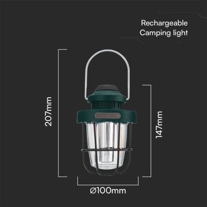 LED Dimmelhető kültér pendant rechargeable lámpa LED/5W/5V 2700-6500K IP44