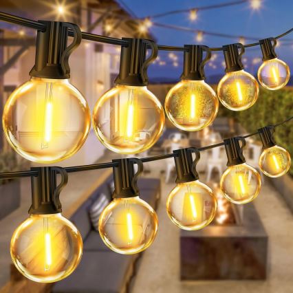 LED fényerőszabályozható kültéri dekorációs fényfüzér 25xE12/1W/24/230V 17,5 m IP65 fekete + távirányító