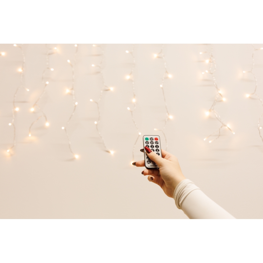 LED dimmelhető kültéri függöny CURTAIN 360xLED/8,4W/230V 2x2 m IP44 meleg fehér + távirányító