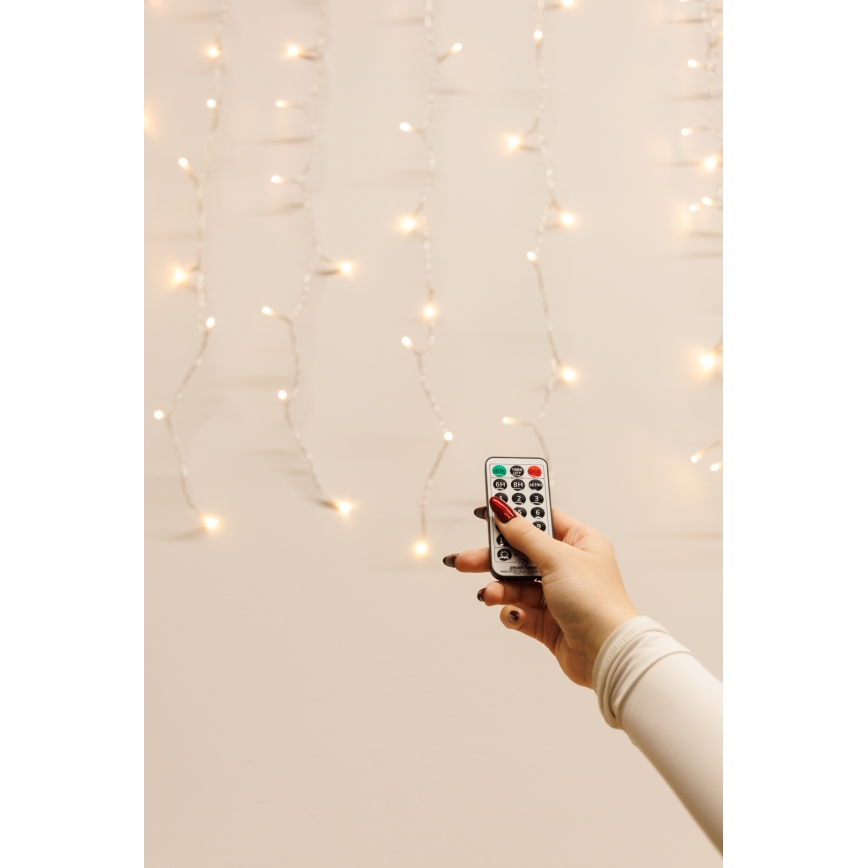 LED dimmelhető kültéri függöny CURTAIN 360xLED/8,4W/230V 2x2 m IP44 meleg fehér + távirányító
