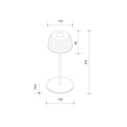 LED Dimmelhető kültéri újratölthető asztali lámpa VIVIEN LED/3W/5V 2700K 1600 mAh IP54 fekete