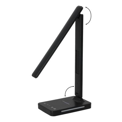 LED Dimmelhető asztali lámpa vezeték nélküli QI töltéssel, kijelzővel és USB porttal LED/7W/230V 3000-6000K fekete