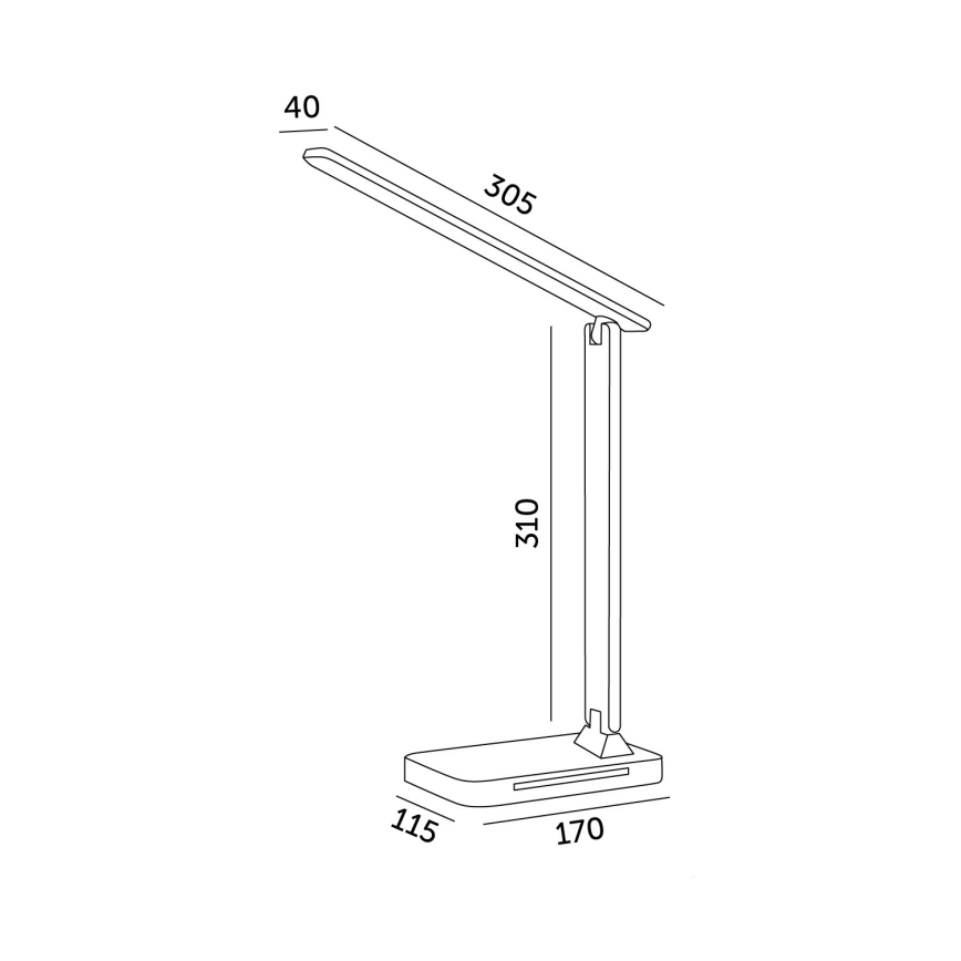 LED Dimmelhető asztali lámpa vezeték nélküli QI töltéssel, kijelzővel és USB porttal LED/7W/230V 3000-6000K fekete