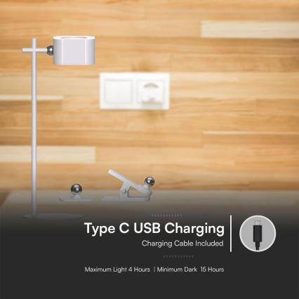 LED Dimmelhető mágneses újratölthető asztali lámpa 4in1 LED/3W/5V 3000-6000K 1800 mAh fehér