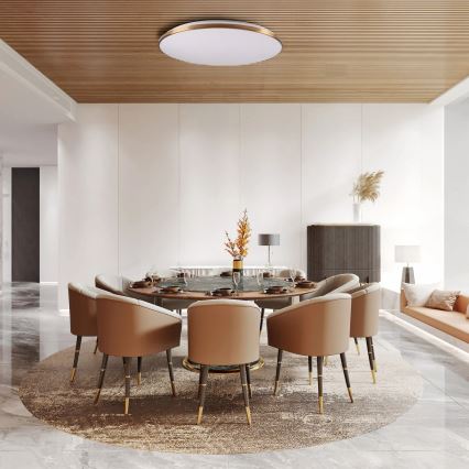 LED dimmelhető mennyezeti lámpa KERN LED/80W/230V 3000/4000/6000K átm. 80 cm arany + távirányító