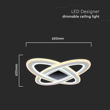 LED Dimmelhető mennyezeti lámpa LED/130W/230V 3000-6500K 62x62 cm + távirányítás