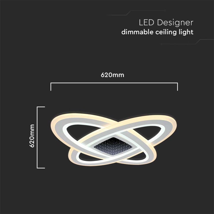 LED Dimmelhető mennyezeti lámpa LED/130W/230V 3000-6500K 62x62 cm + távirányítás