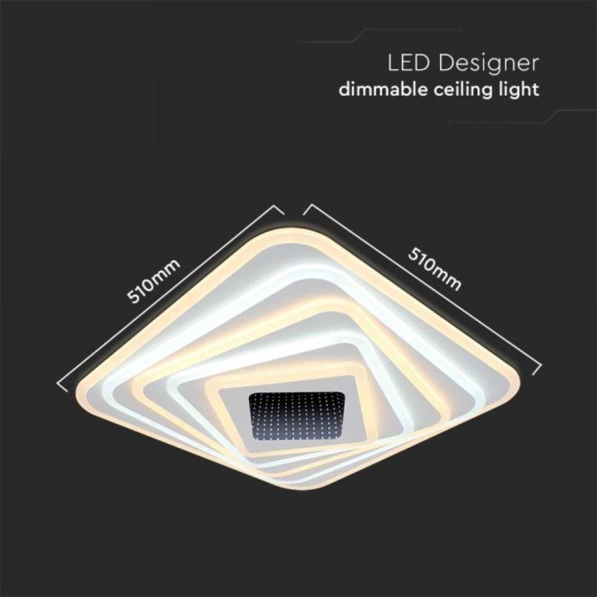 LED Dimmelhető mennyezeti lámpa LED/150W/230V 3000-6500K 51x51 cm + távirányítás