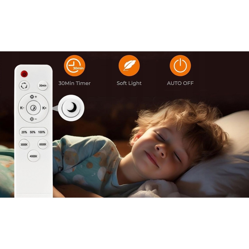 LED Dimmelhető mennyezeti lámpa LED/30W/230V 3000-6500K átm. 30 cm fehér + távirányítás