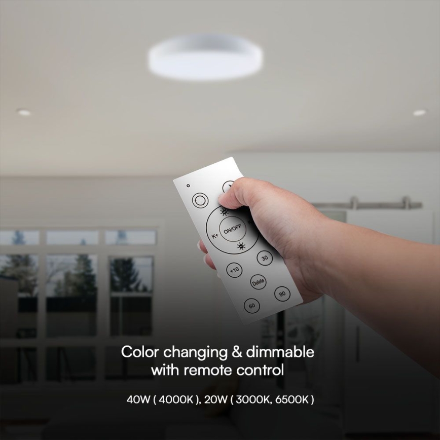 LED Dimmelhető mennyezeti lámpa LED/40W/230V 3000-6500K 39,5 cm fehér + távirányítás